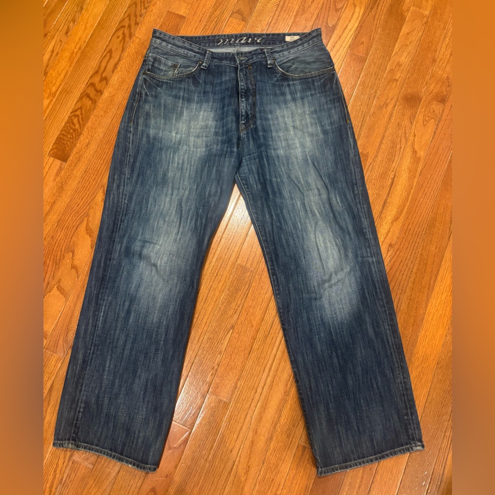 Mavi Men's Max Mid Rise Wide Leg Blue Denim Jeans